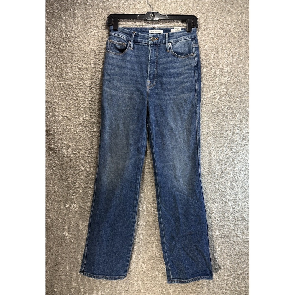 Good American Good Curve Straight Jeans 4 Blue High Rise Denimn Blue Preppy